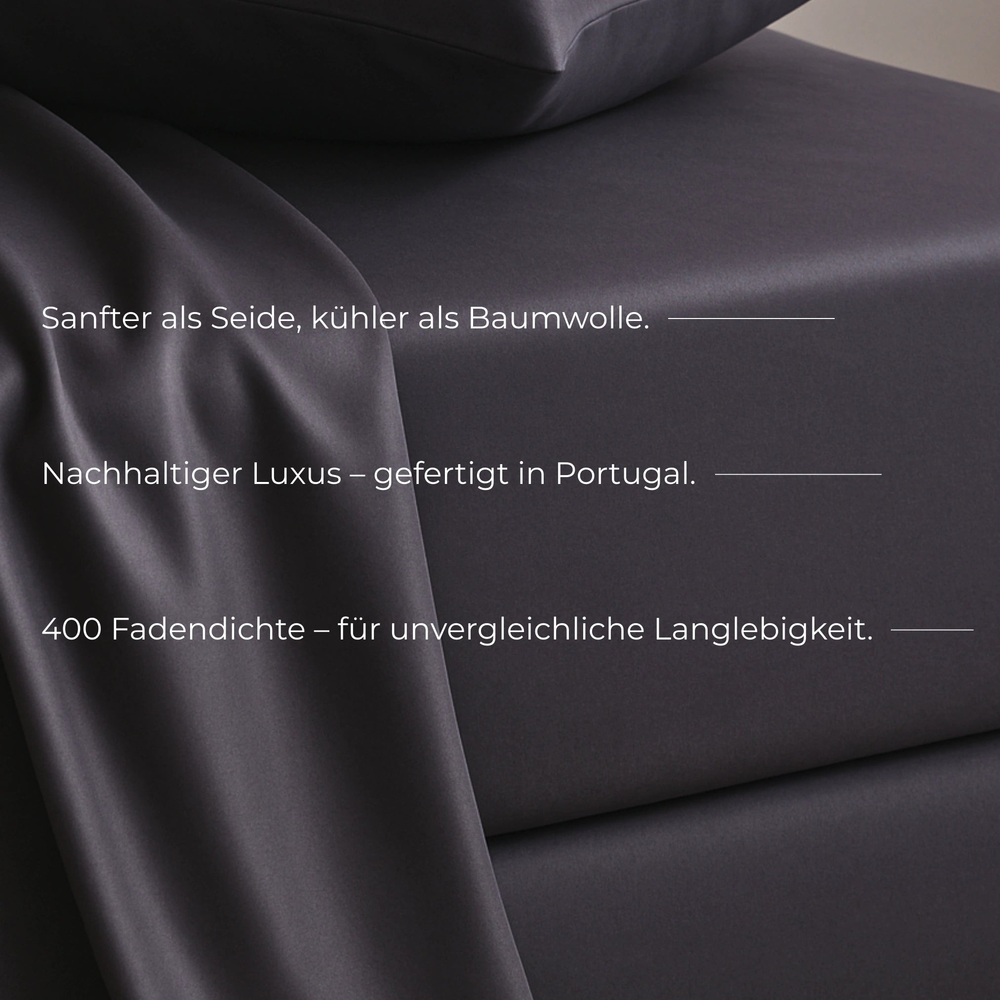 Graues Spannbettlaken aus luxuriösem TENCEL™ Lyocell von Natural Nights, gefertigt in Portugal, 400 Fadendichte – sanfter als Seide, kühler als Baumwolle, für unvergleichliche Langlebigkeit.